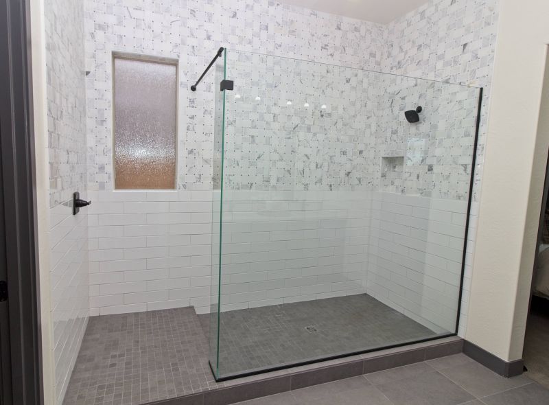 Glass Shower with Accent Tiles